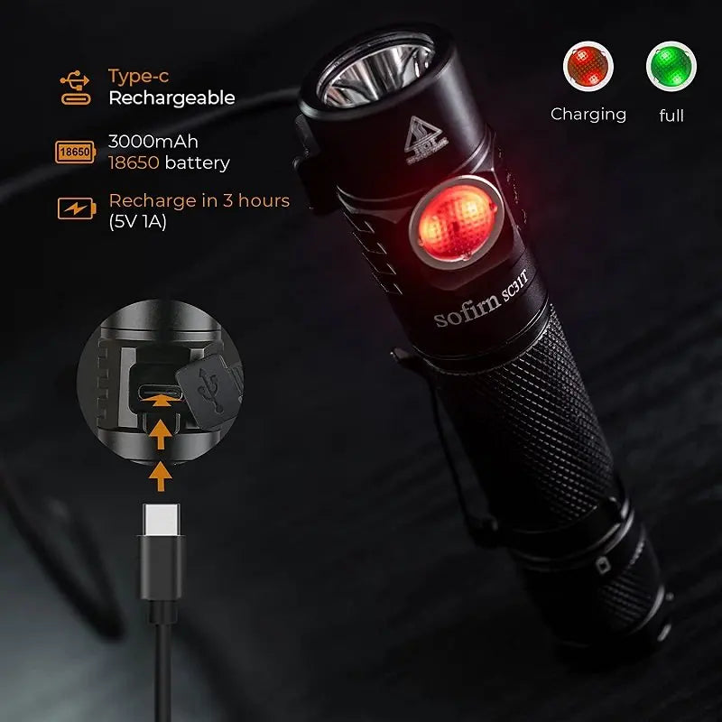 Lampe torche puissante  | Recharge™